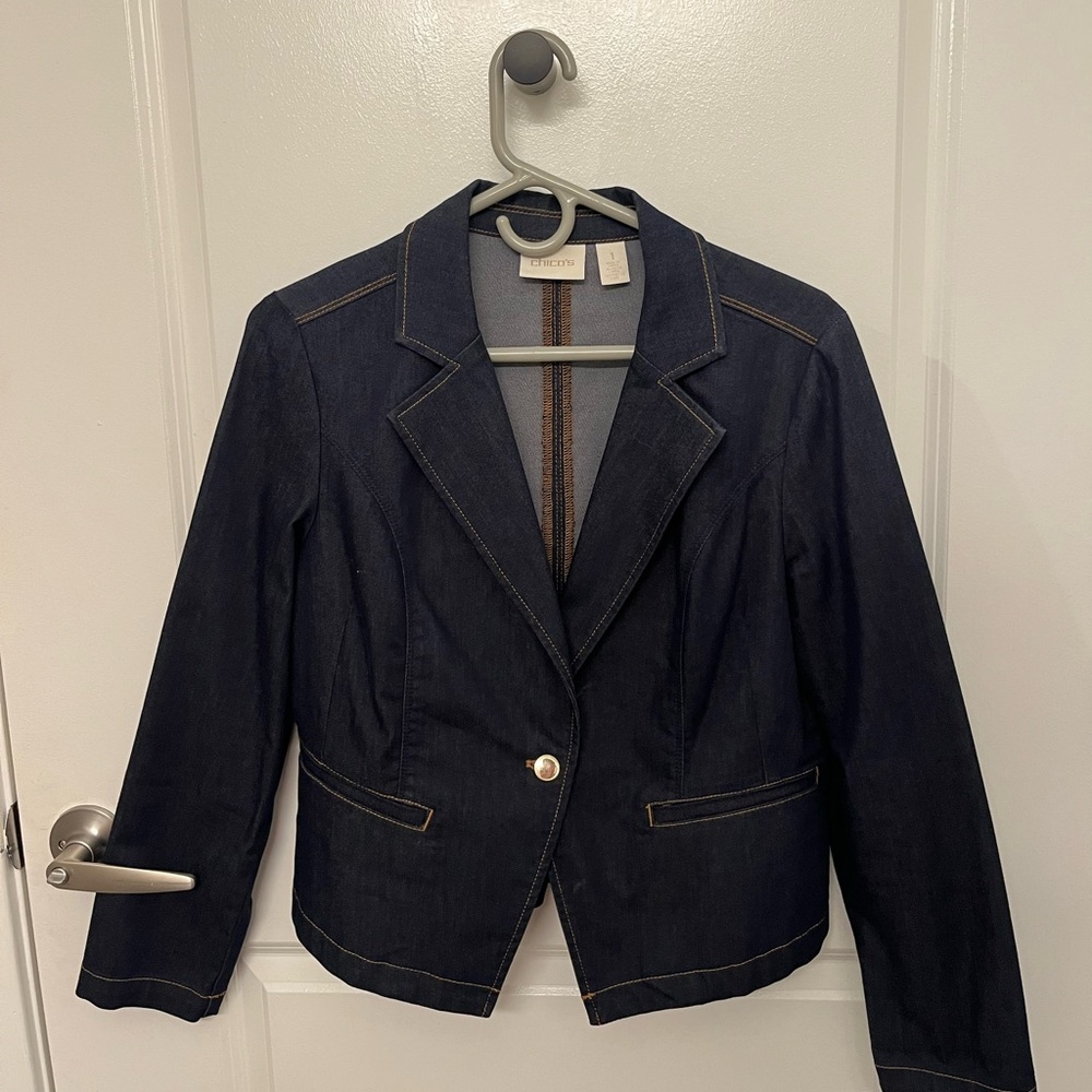 Chico's Blue Denim Blazer Top
